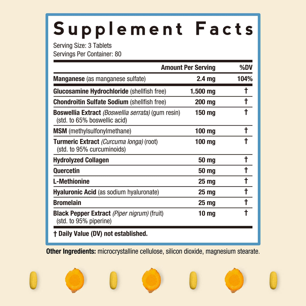 Doctor's Recipes Glucosamine Chondroitin MSM Turmeric 240 Tablets side view
