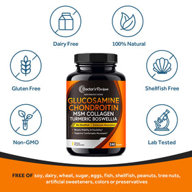 Doctor's Recipes Glucosamine Chondroitin MSM Turmeric 240 Tablets with measuring spoon