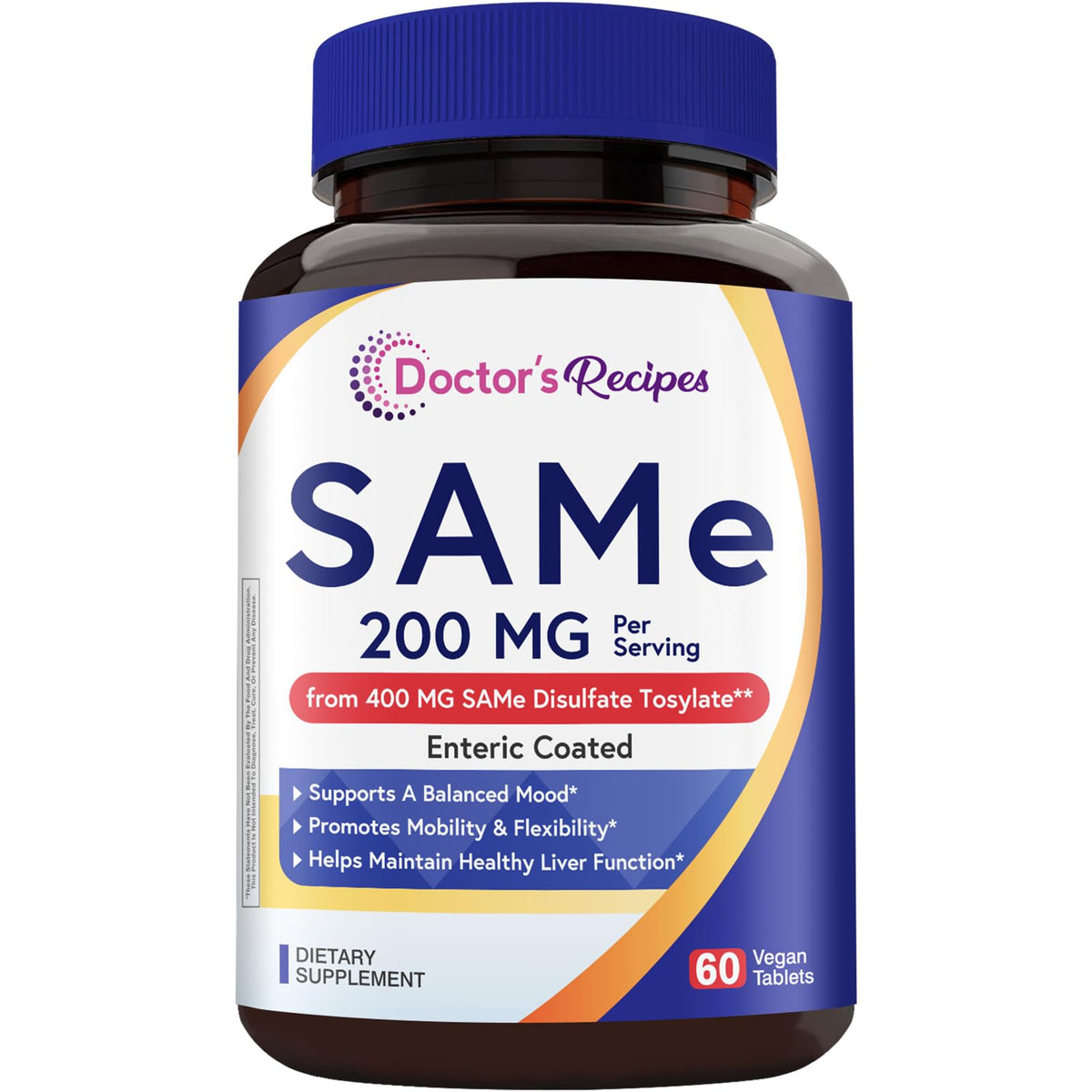 Doctor's Recipes SAM-e 200 mg vegan tablets front view