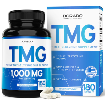DORADO NUTRITION TMG Trimethylglycine Supplement 1000mg 180 Capsules front view