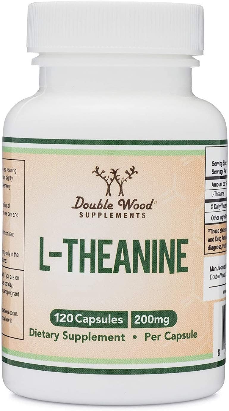 Double Wood L-Theanine 200mg capsules front view