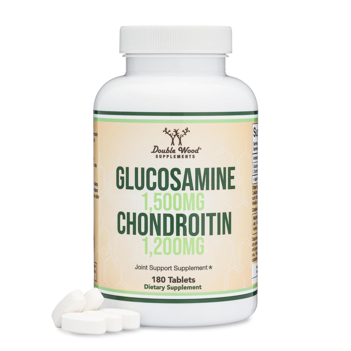 Double Wood Supplements Glucosamine Chondroitin 180 Tablets front view