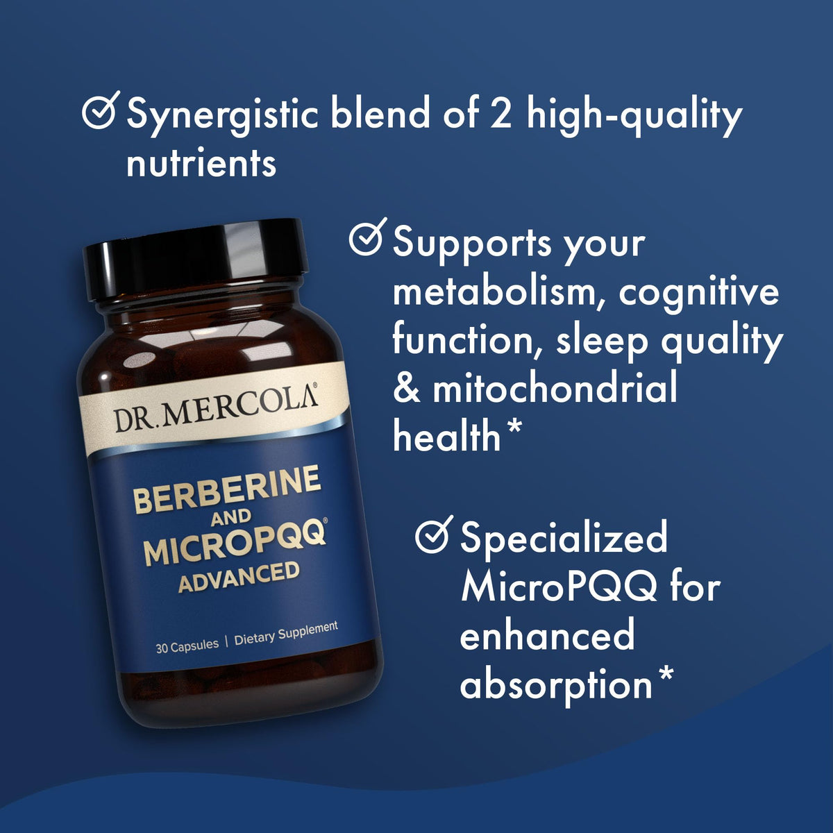 Dr. Mercola Berberine and MicroPQQ Advanced 30 Capsules bottle with label
