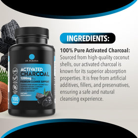 Dr. Robaina Activated Charcoal Capsules 1200 mg packaging details