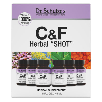 Dr. Schulze's Herbal Shot front view with packaging