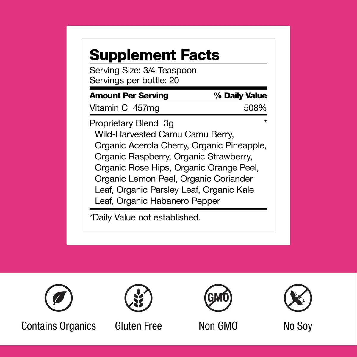 Dr. Schulze's Super-C Plus ingredients list on packaging