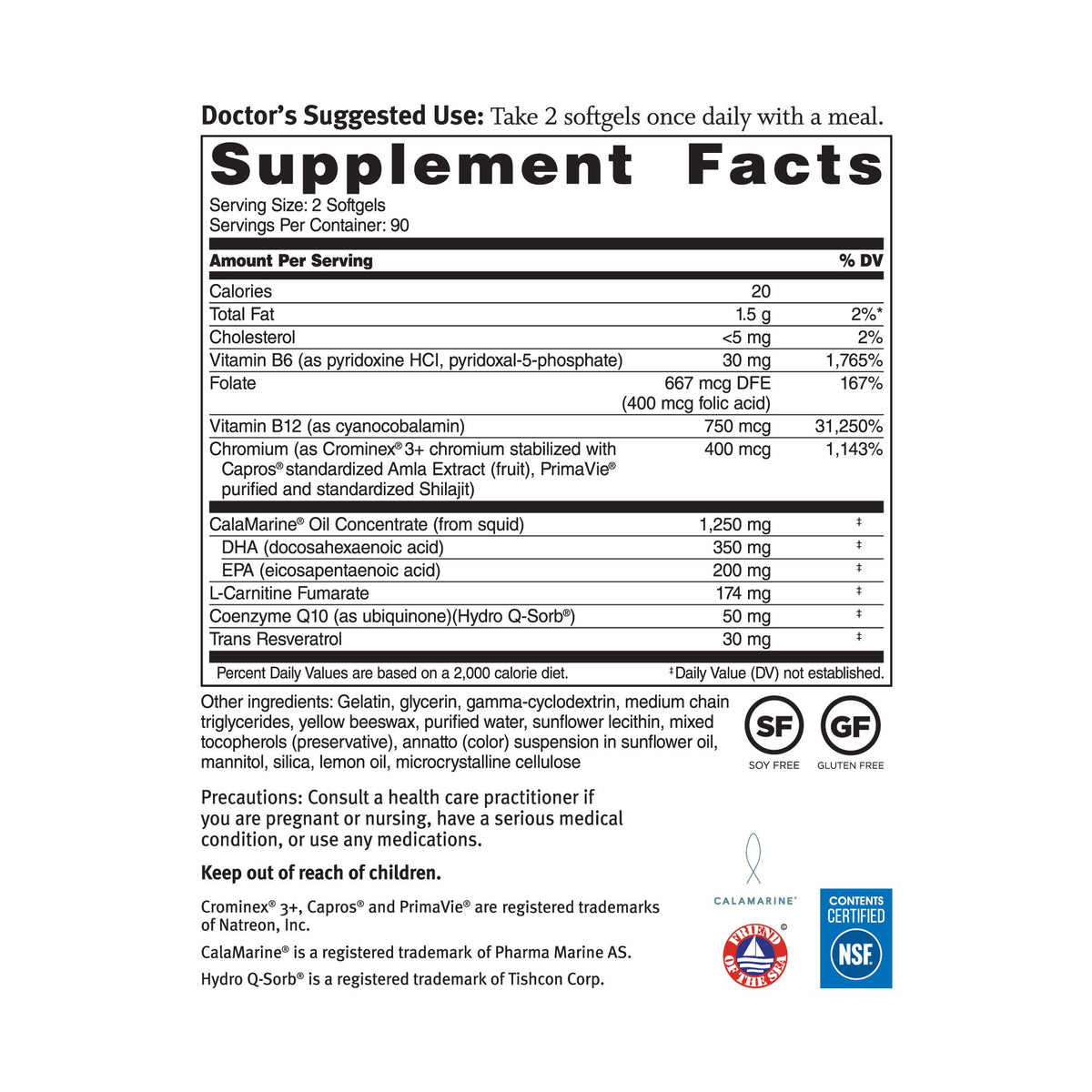 Dr. Sinatra Omega Q Plus Resveratrol bottle side view