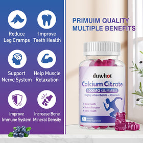 duwhot Calcium Citrate Gummies open packaging showing gummies