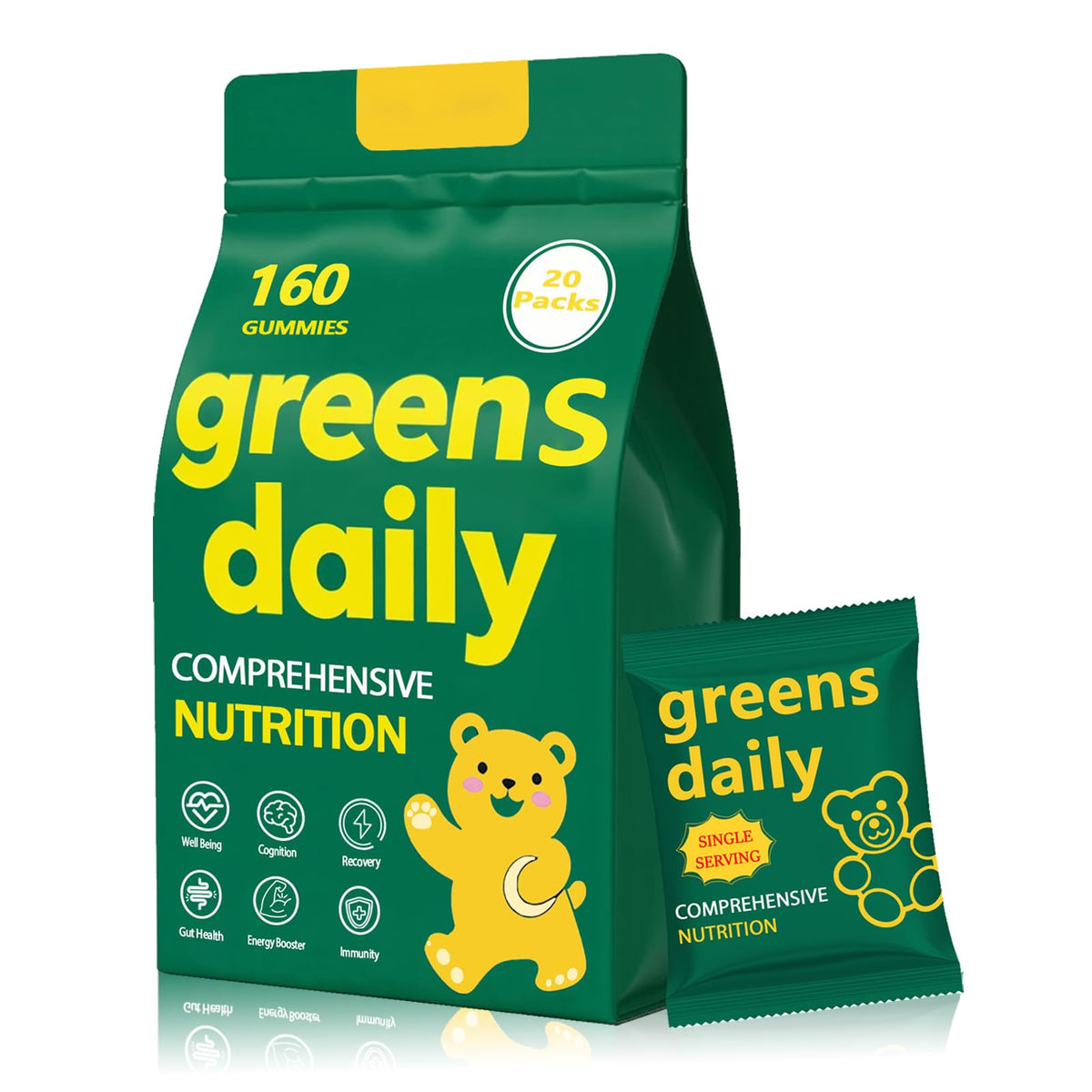 DYDUON Greens Gummies front view with packaging