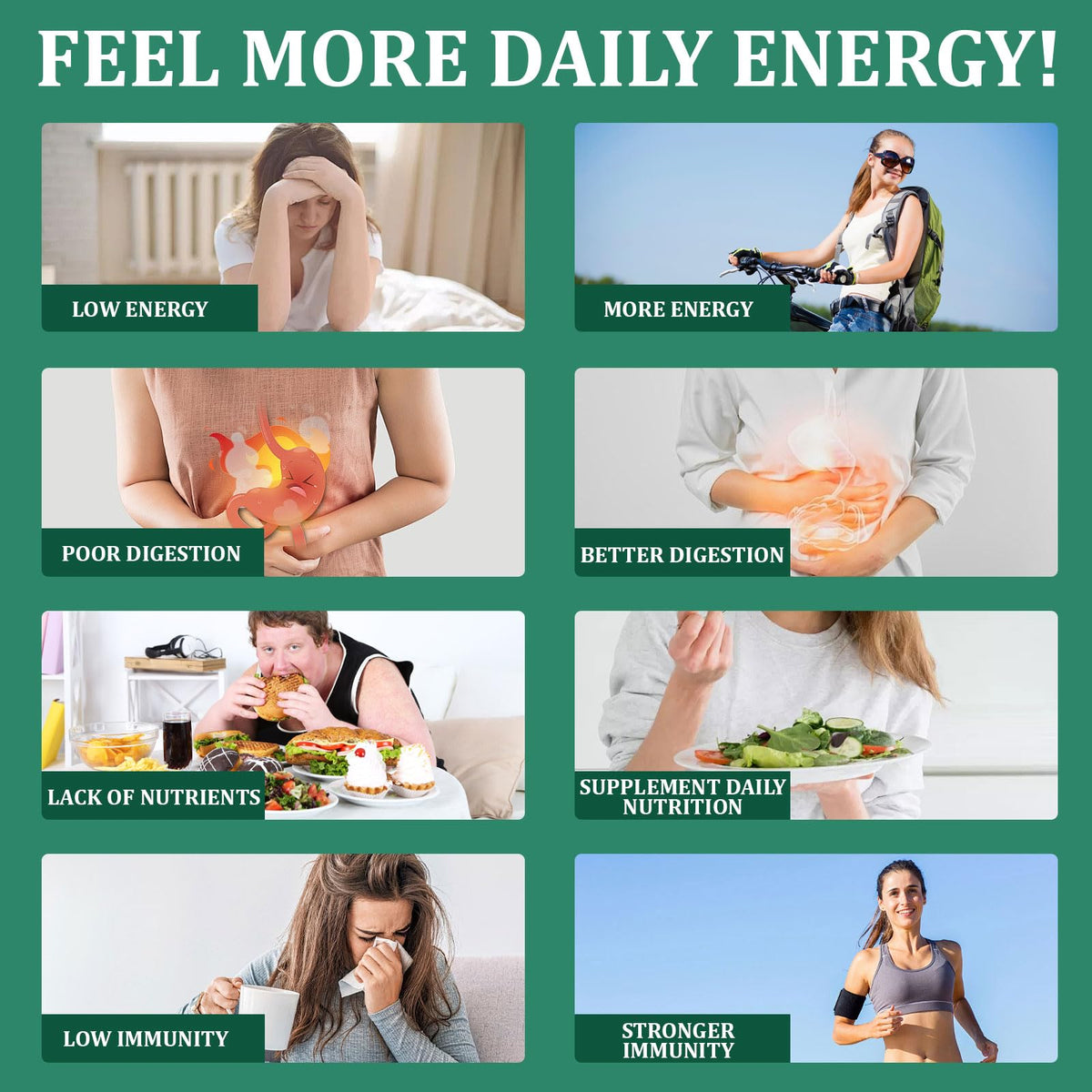 DYDUON Greens Gummies lifestyle shot with healthy snacks