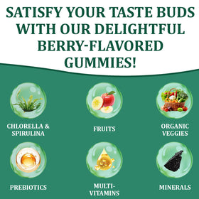 DYDUON Greens Gummies nutritional information on back of packaging