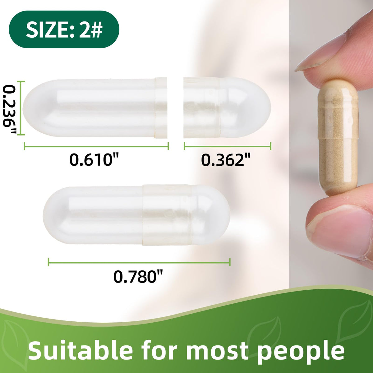 EaccoViigr Size 2 gelatin empty capsules clear design