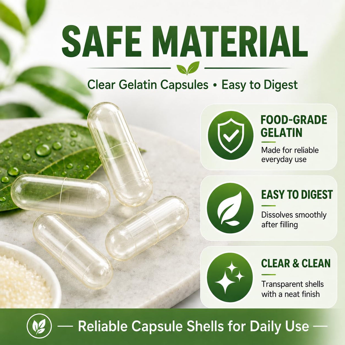 EaccoViigr Size 2 gelatin empty capsules filled with herbs