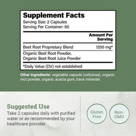 Earth Harmony Naturals Organic Beet Root Capsules 1200 mg bottle with label