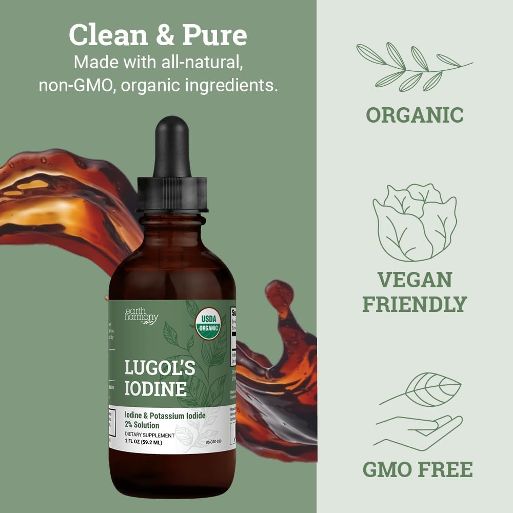 Earth Harmony Naturals Organic Lugol's Iodine 2% Solution ingredients list