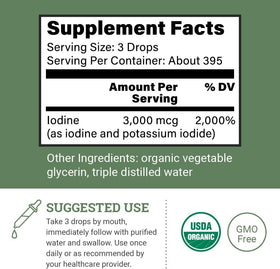 Earth Harmony Naturals Organic Lugol's Iodine 2% Solution label close-up