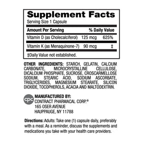 Earth's Splendor Vitamin D3 K2 Capsules bottle side view