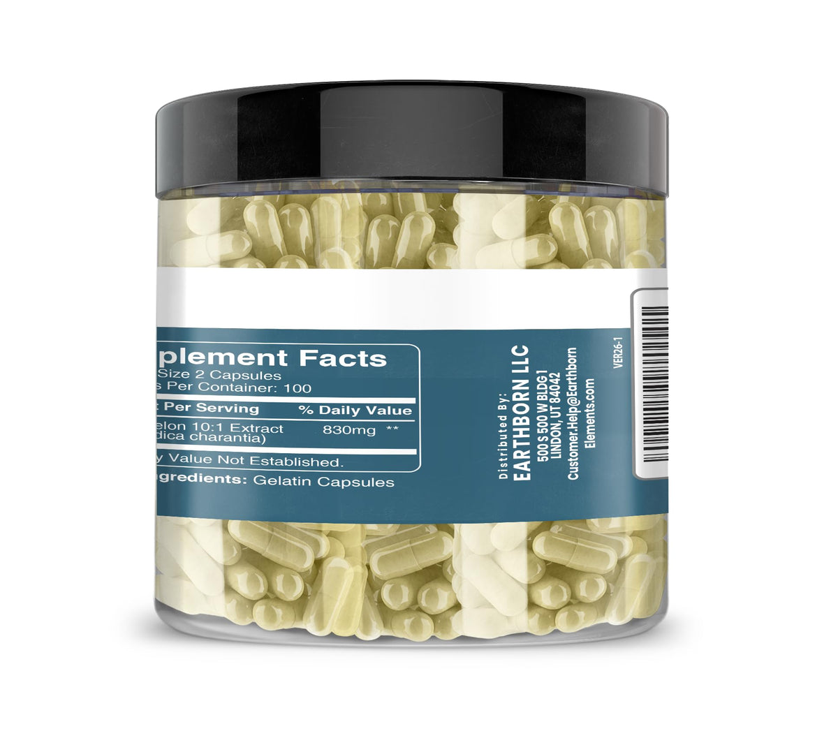 Earthborn Elements Bitter Melon Capsules side view showing label