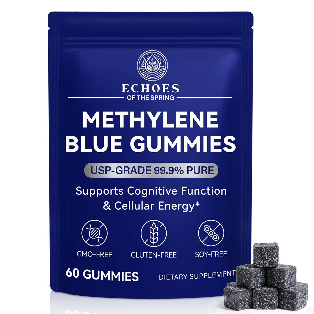 Echoes of the Spring Methylene Blue Gummies 60 Count front view