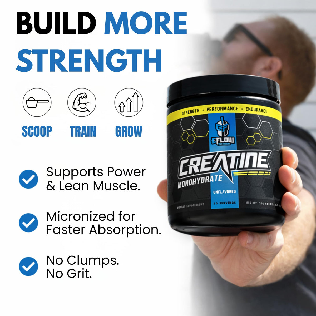 eFlow Nutrition Micronized Creatine Monohydrate Powder packaging