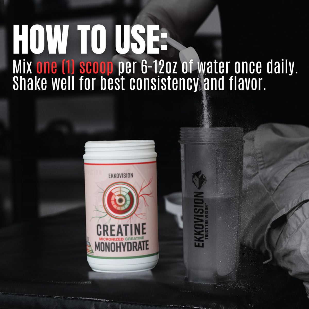 Ekkovision Creatine Monohydrate Powder Pineapple Paradise scoop