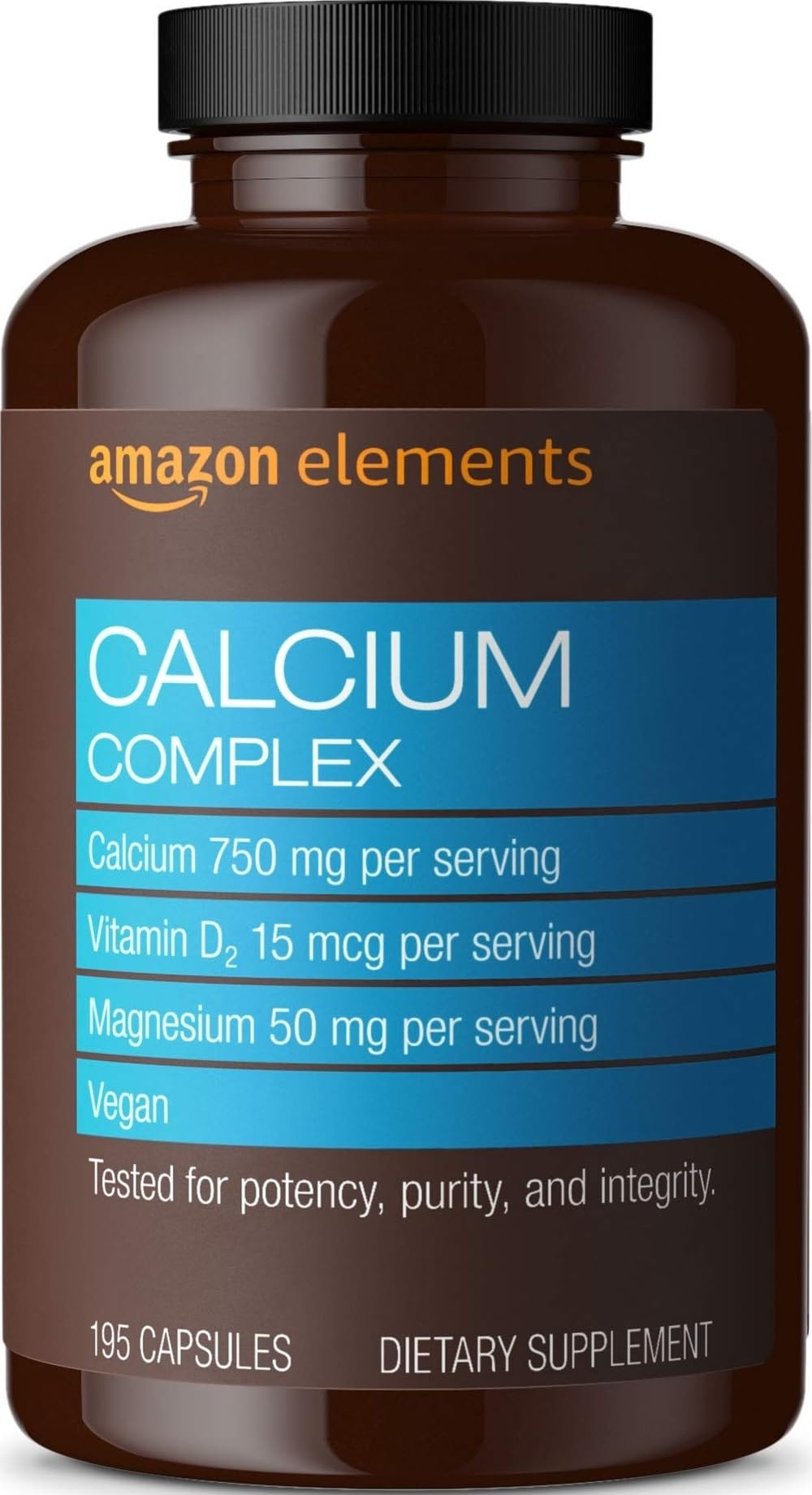 Elements Calcium Complex 750mg capsules bottle front view