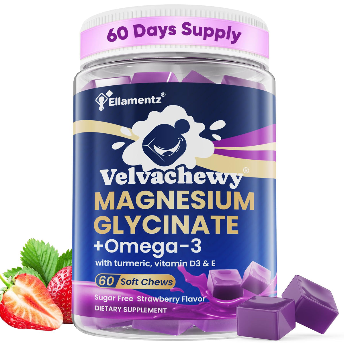 ELLAMENTZ Magnesium Glycinate Gummies 500mg front view