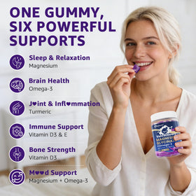 ELLAMENTZ Magnesium Glycinate Gummies 500mg with a measuring spoon