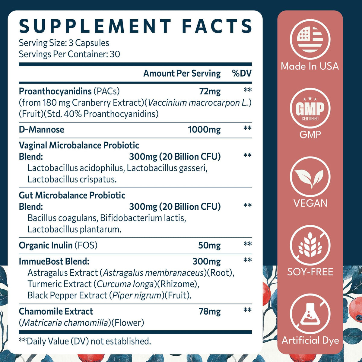 Elystrixionis Cranberry Pills 72mg PAC with measuring spoon