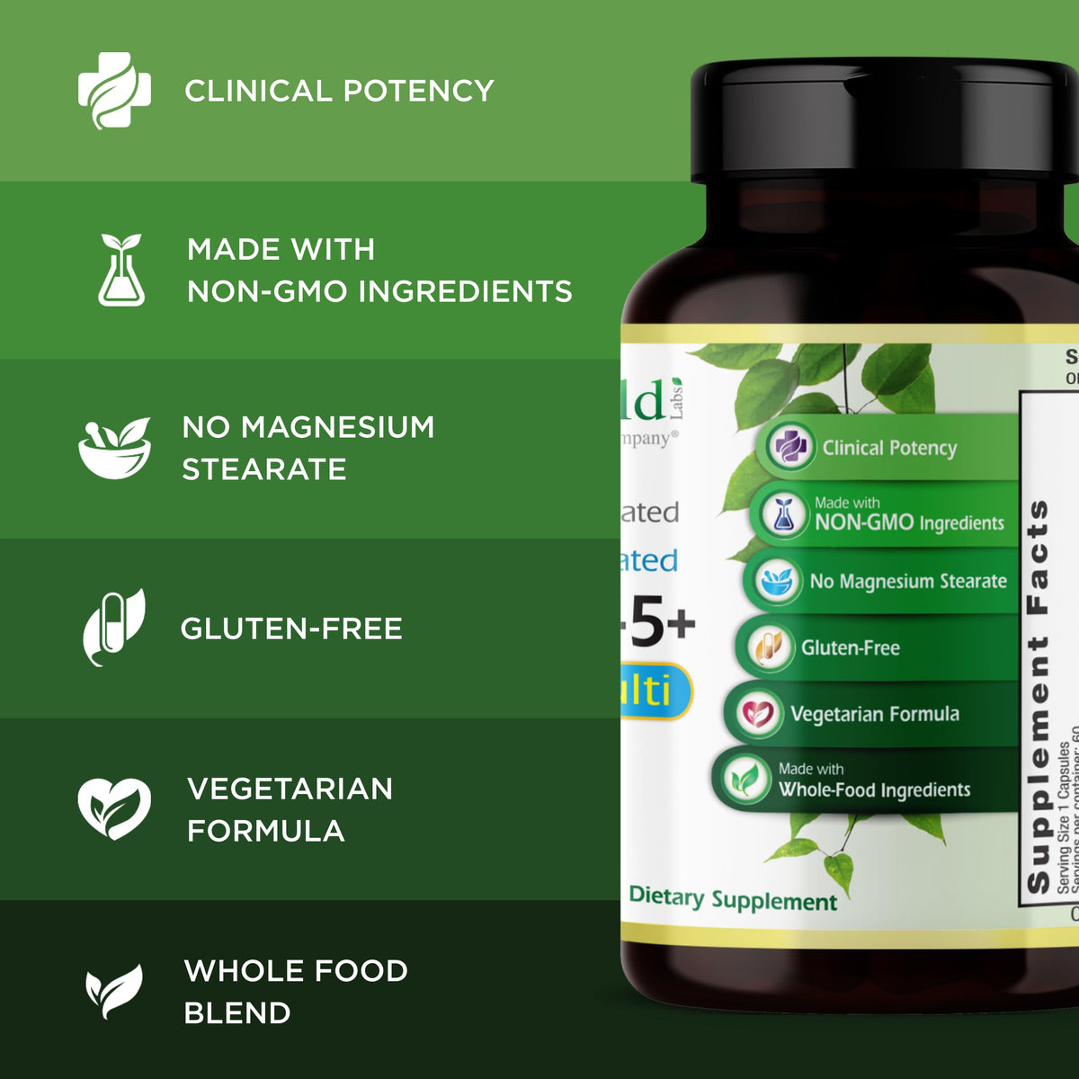 EMERALD LABS Men's 45 Plus 1-Daily Multi 60 Capsules bottle with label