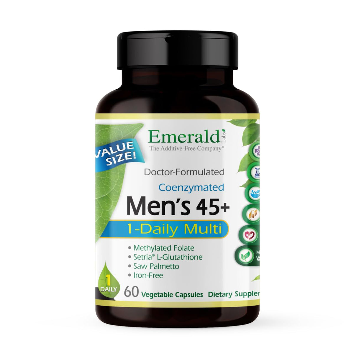 EMERALD LABS Men's 45 Plus 1-Daily Multi 60 Capsules front view