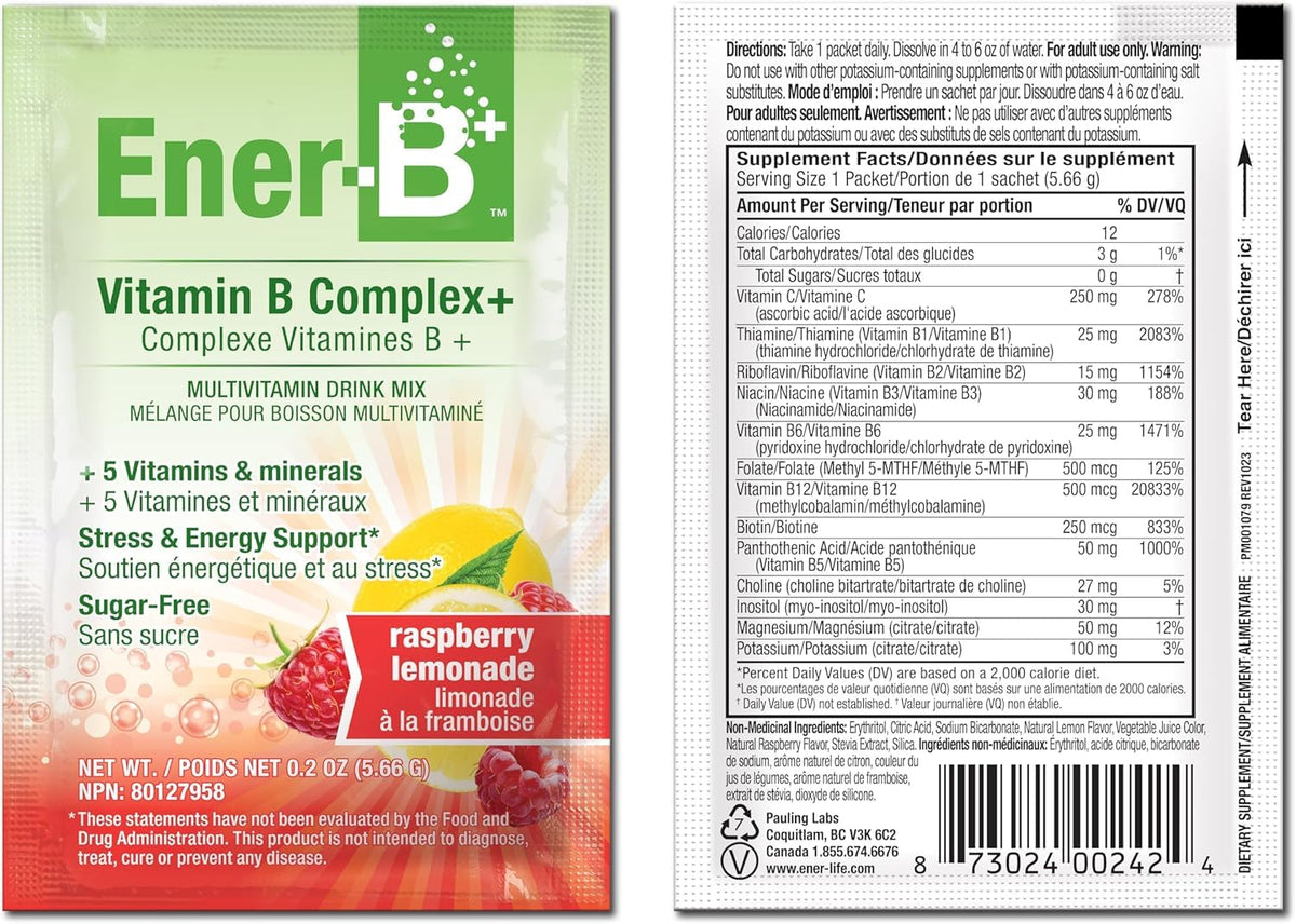 Ener-C Sugar Free Multivitamin Drink Mix Raspberry Lemonade ingredients list