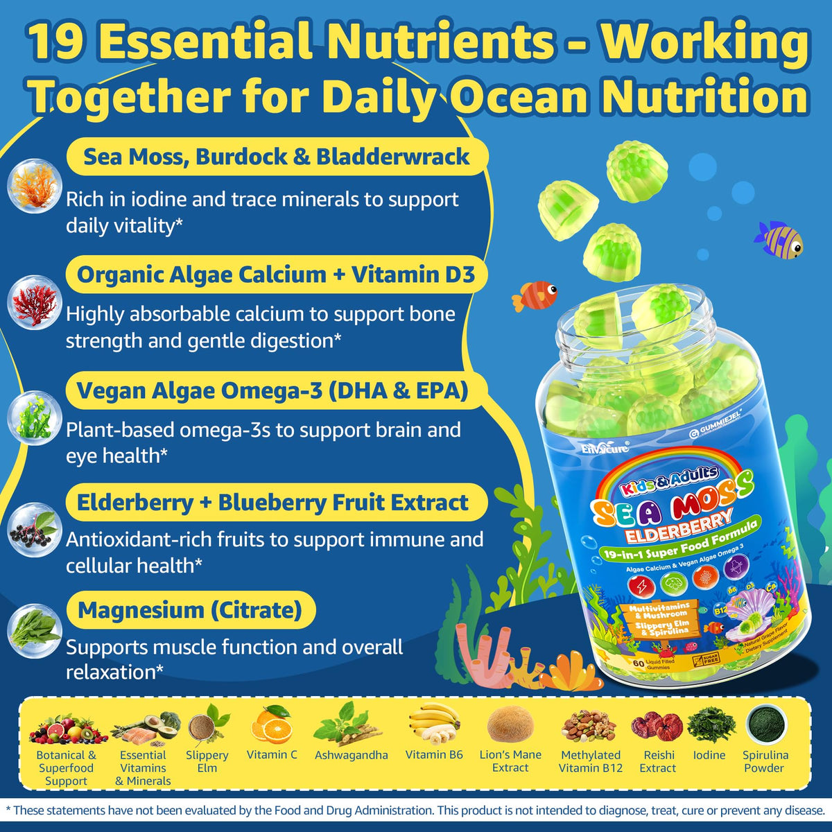 EnvyCure Sea Moss Gummies with a glass of water