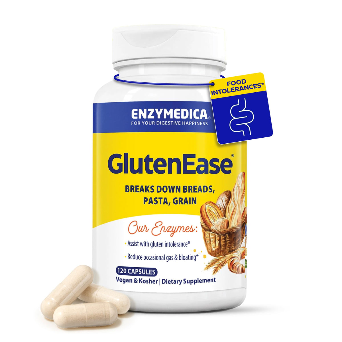 Enzymedica GlutenEase 120 Capsules front view