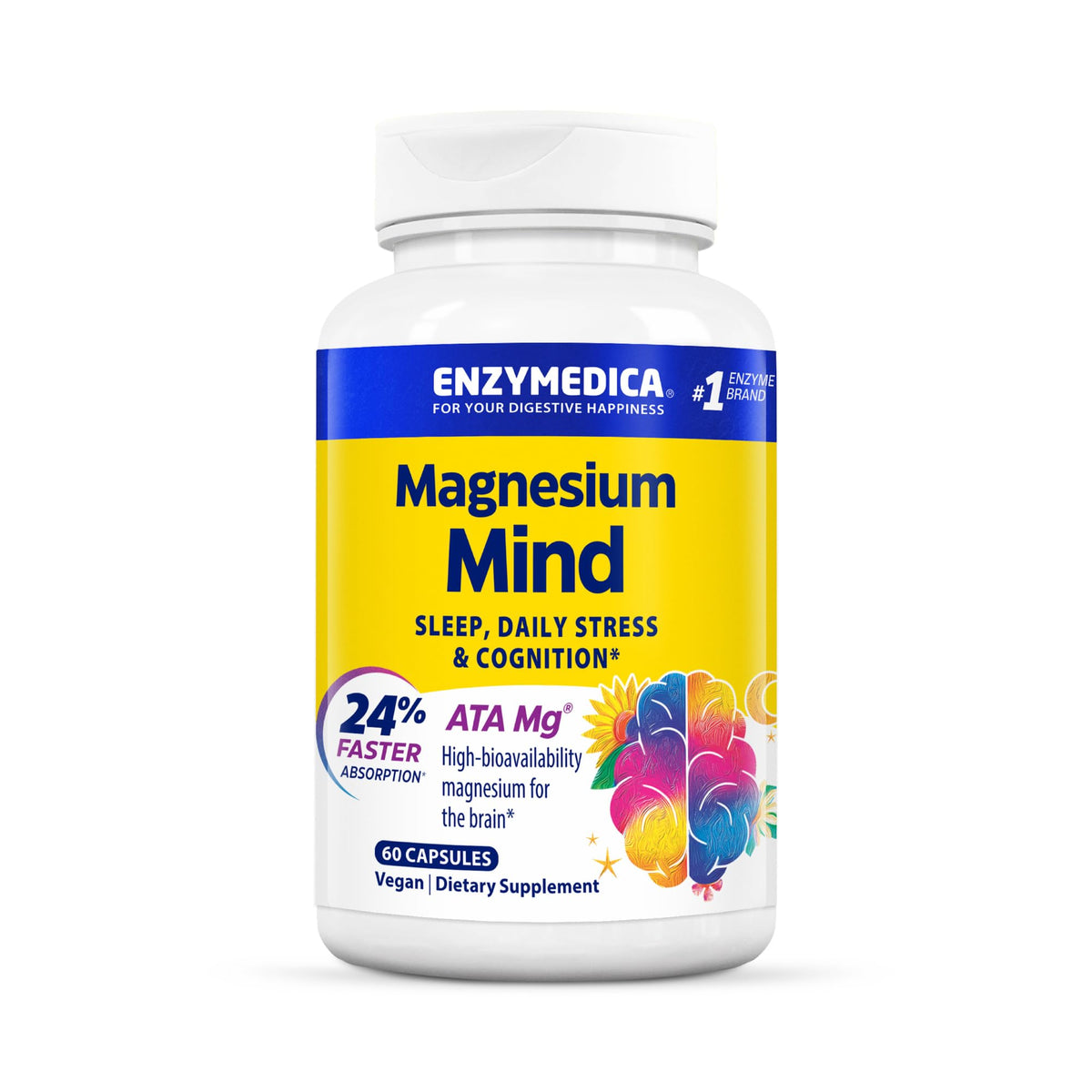 Enzymedica Magnesium Mind Supplement 60 Caps front view