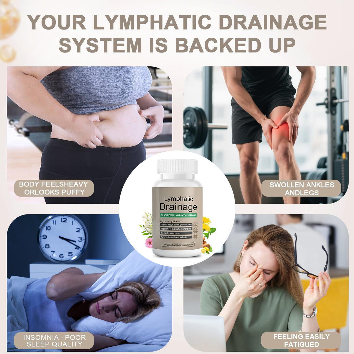 EOQIFJM Lymphatic Drainage Capsules on a wooden table