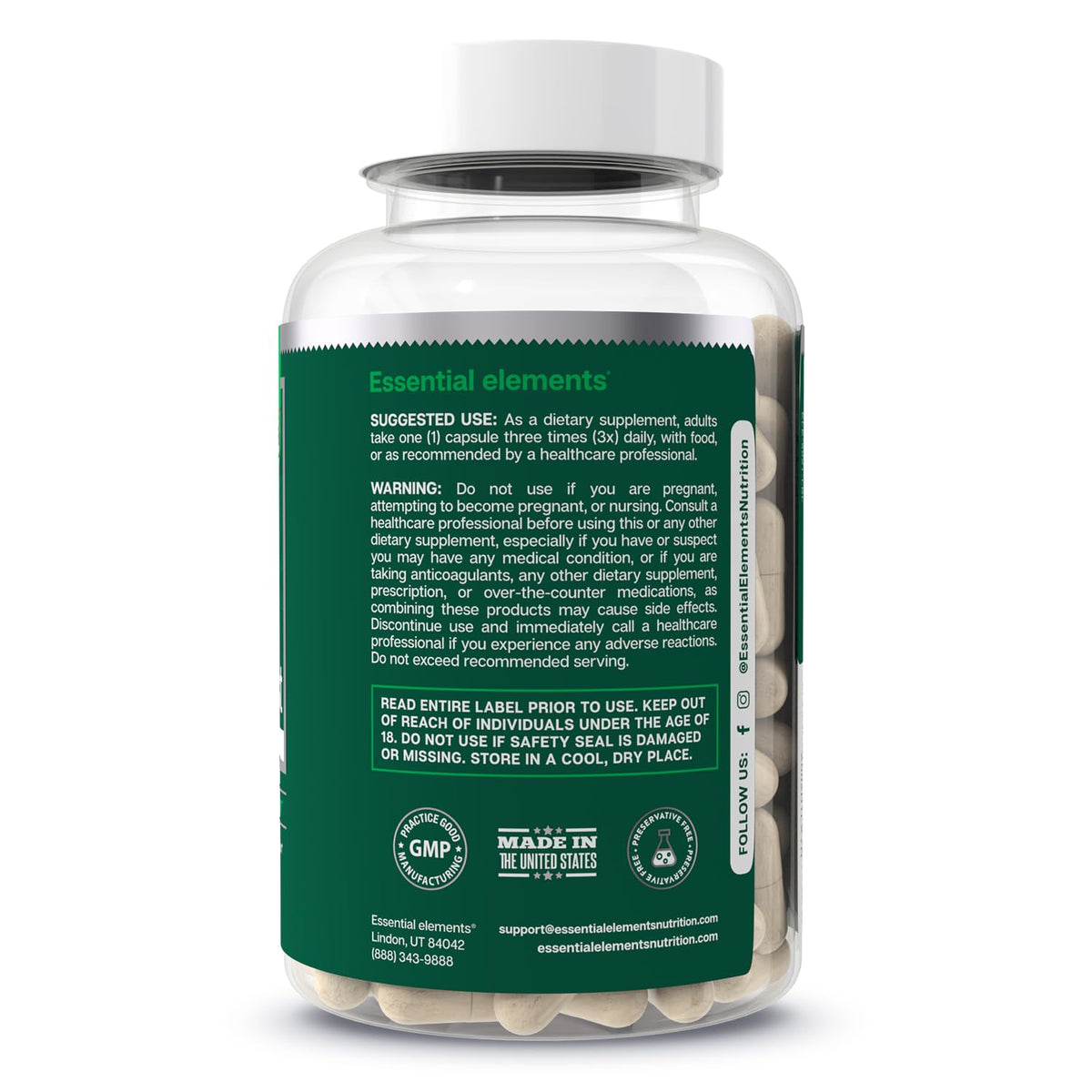 Essential Elements Bone support ingredients list on bottle