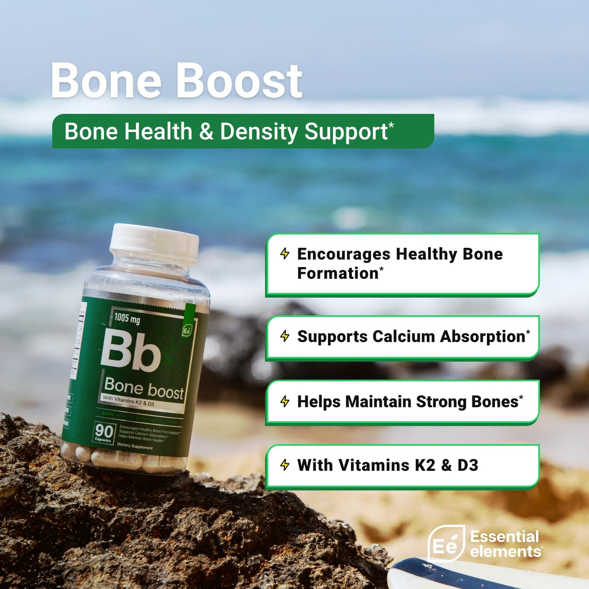 Essential Elements Bone support supplement bottle side view