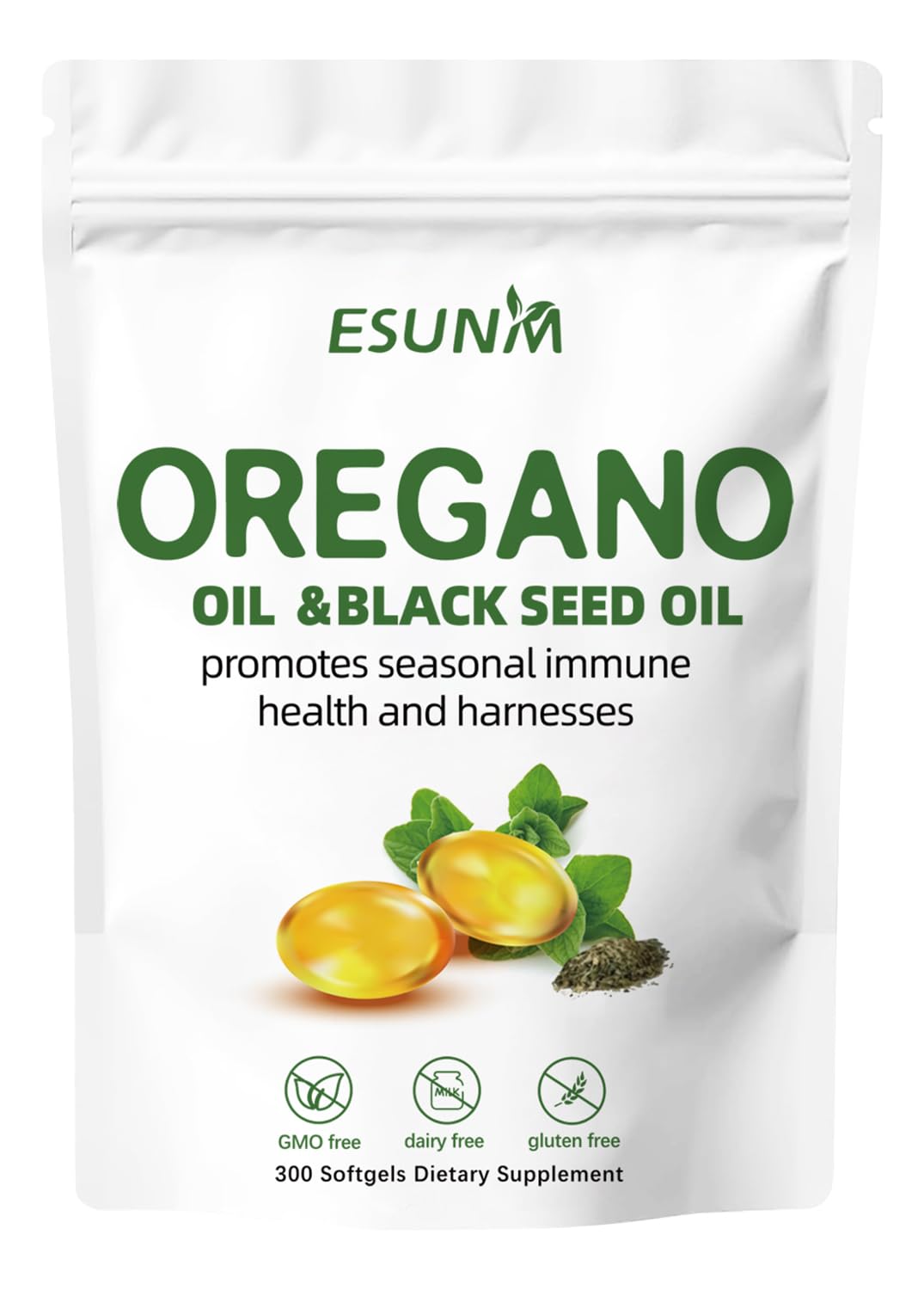 ESUNM Oregano Softgels 300 capsules front view