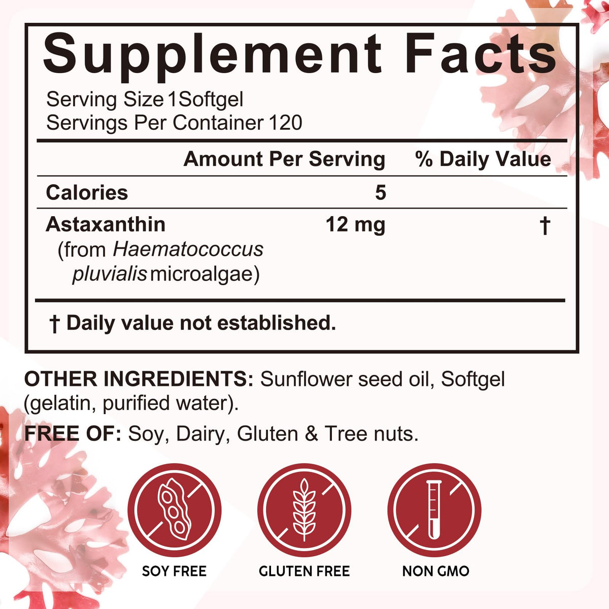 FANSHI Astaxanthin 120 Count bottle side view
