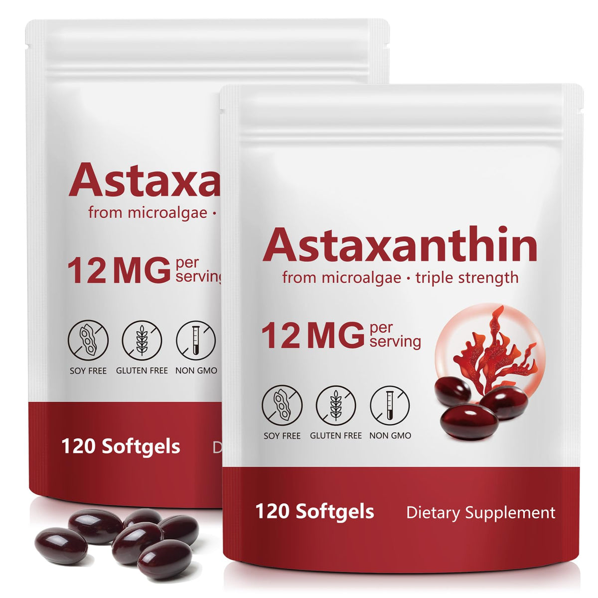 FANSHI Astaxanthin 12mg Softgels 120 Count front view
