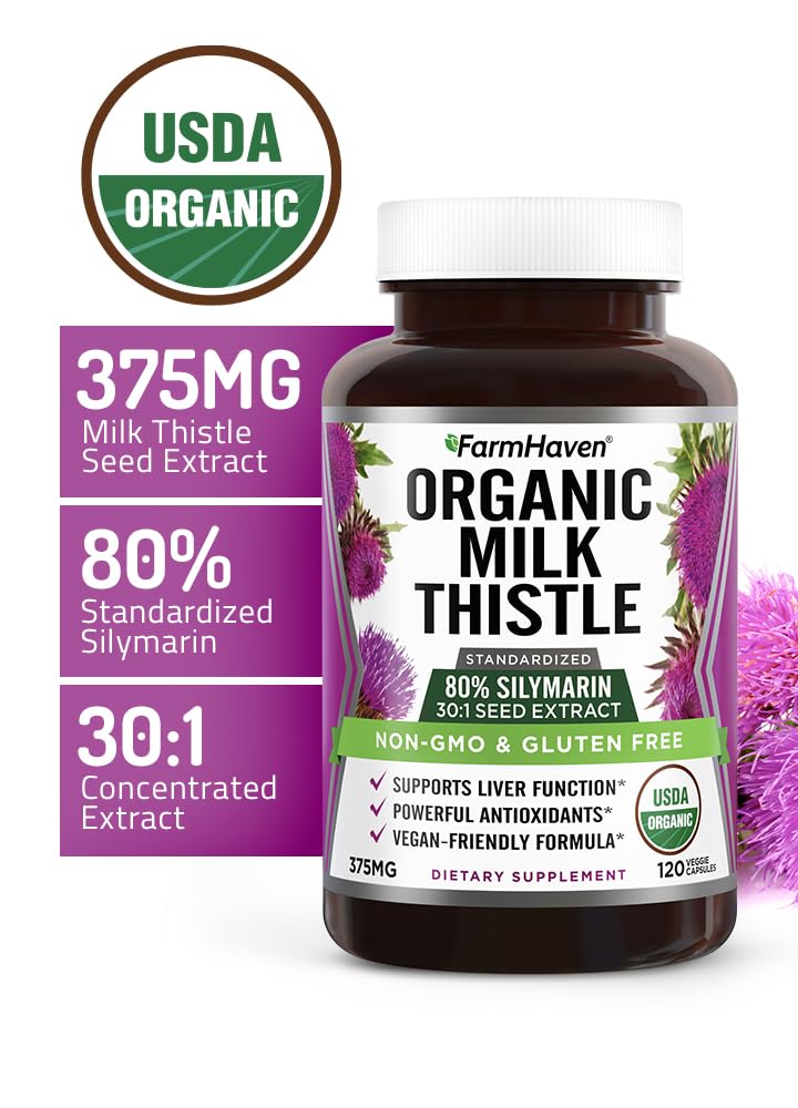 FarmHaven Organic Milk Thistle Capsules close-up of capsules