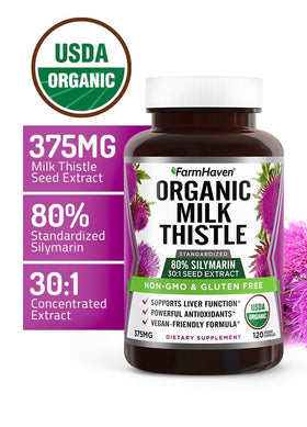 FarmHaven Organic Milk Thistle Capsules close-up of capsules