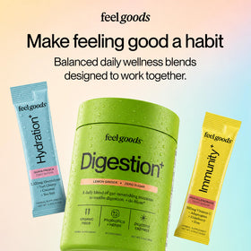 Feel Goods daily+ Strawberry Kiwi powder drink mix lifestyle scene