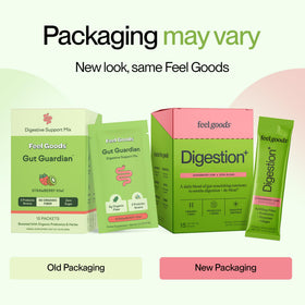 Feel Goods daily+ Strawberry Kiwi powder drink mix stick pack close-up