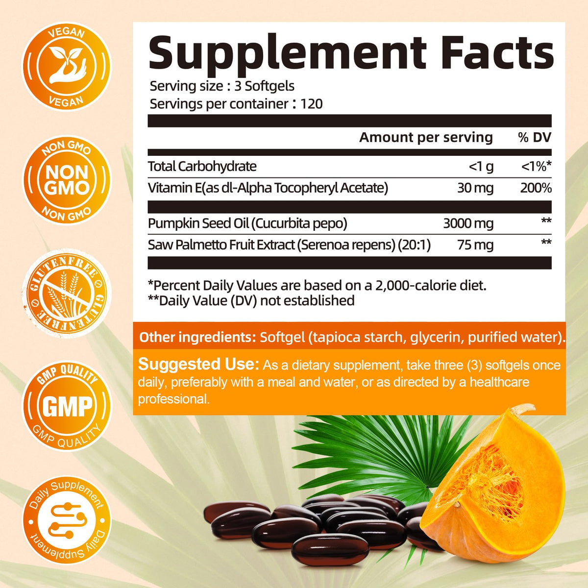 Femmetra Pumpkin Seed Oil Capsules bottle with label