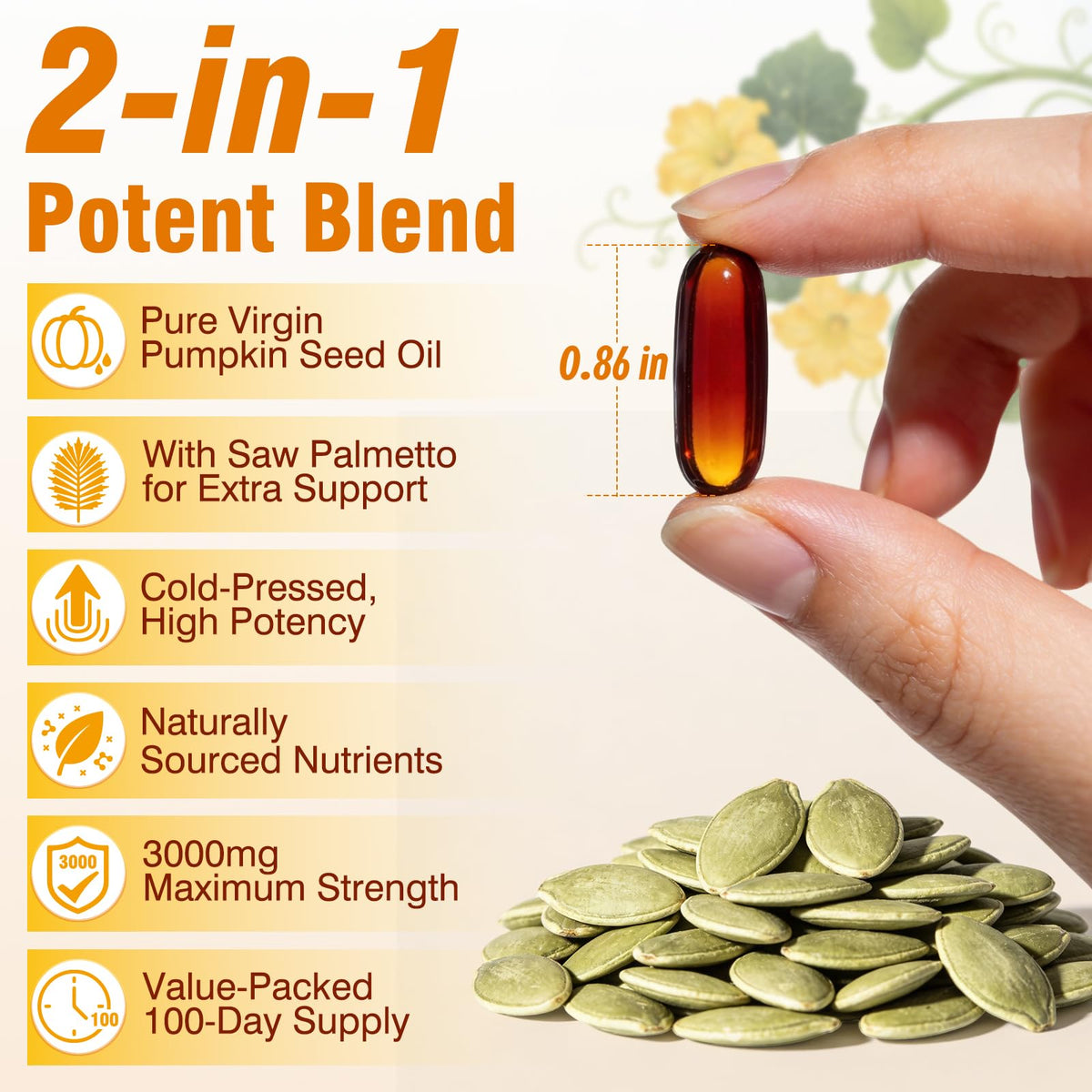 Fenolutra Pumpkin Seed Oil with Saw Palmetto softgel close-up