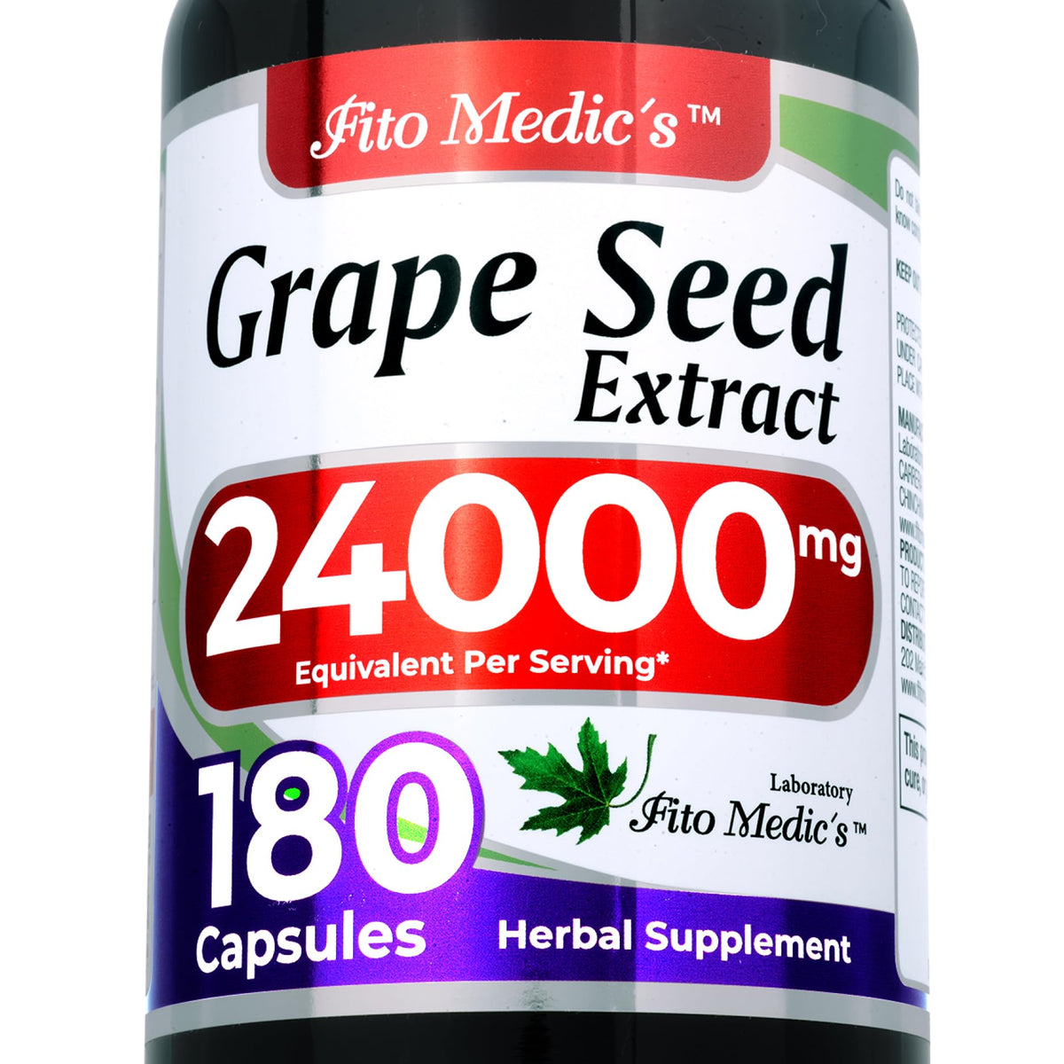 FITO MEDIC'S Grape Seed Pills 180 capsules bottle front view