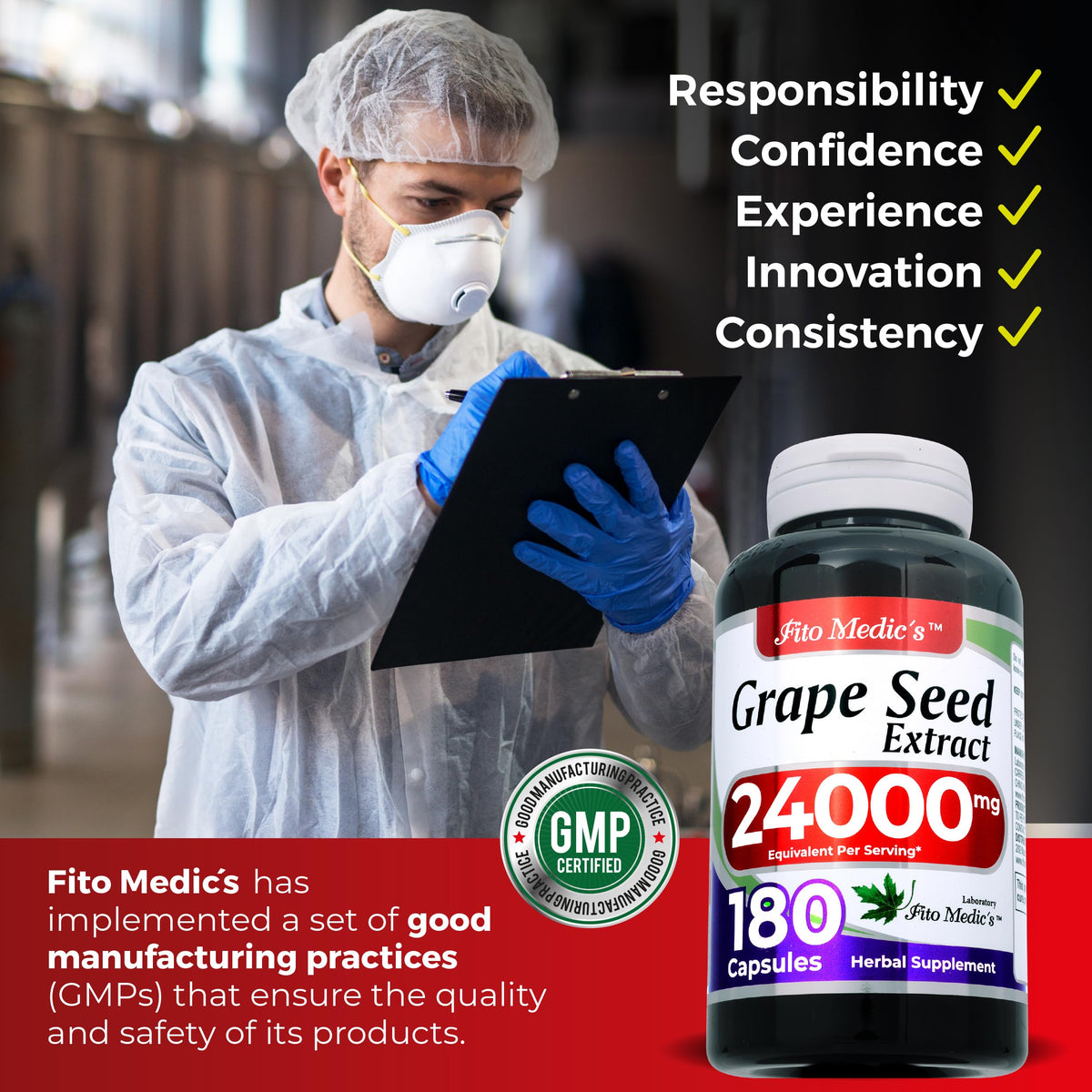 FITO MEDIC'S Grape Seed Pills on a wooden table