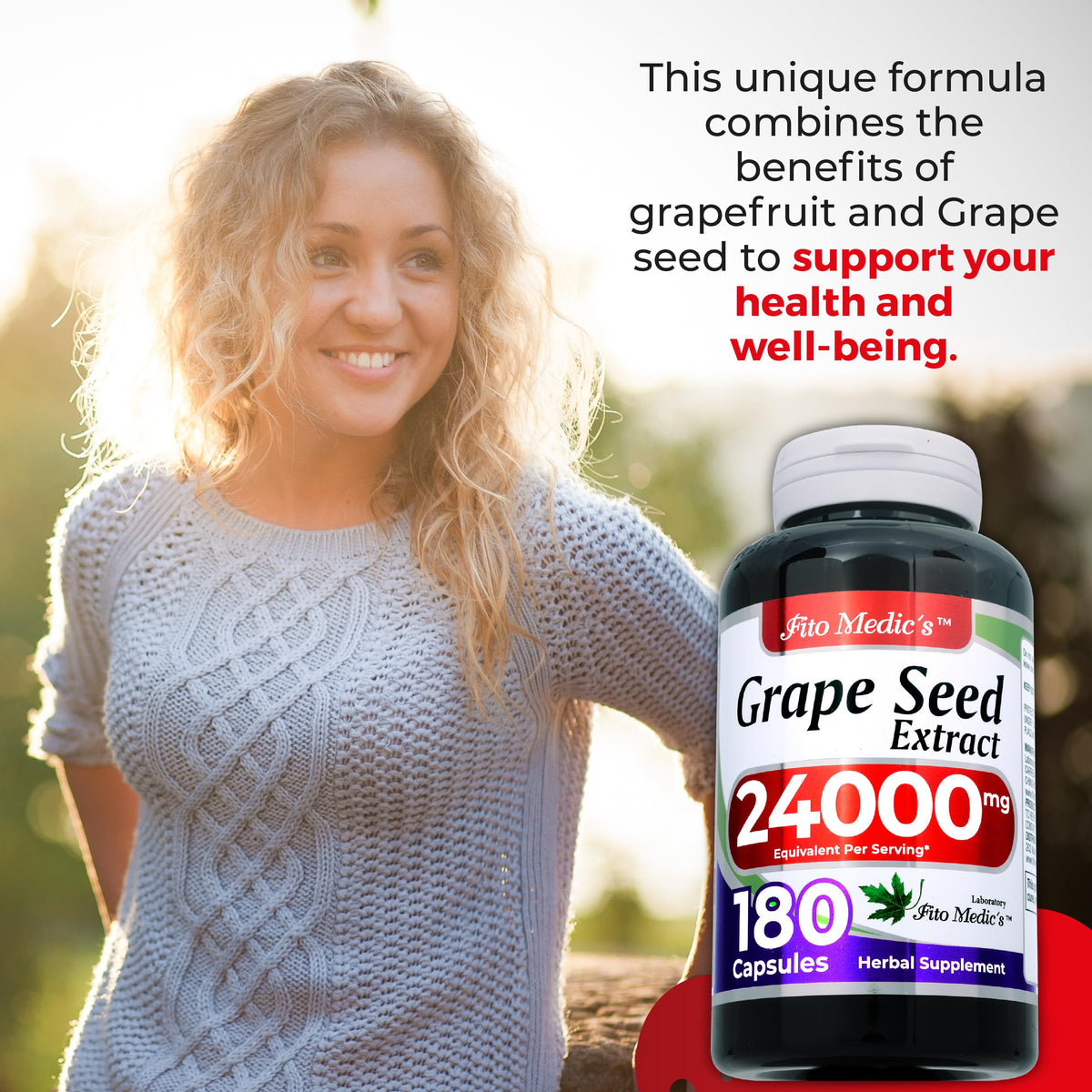 FITO MEDIC'S Grape Seed Pills side view showing label